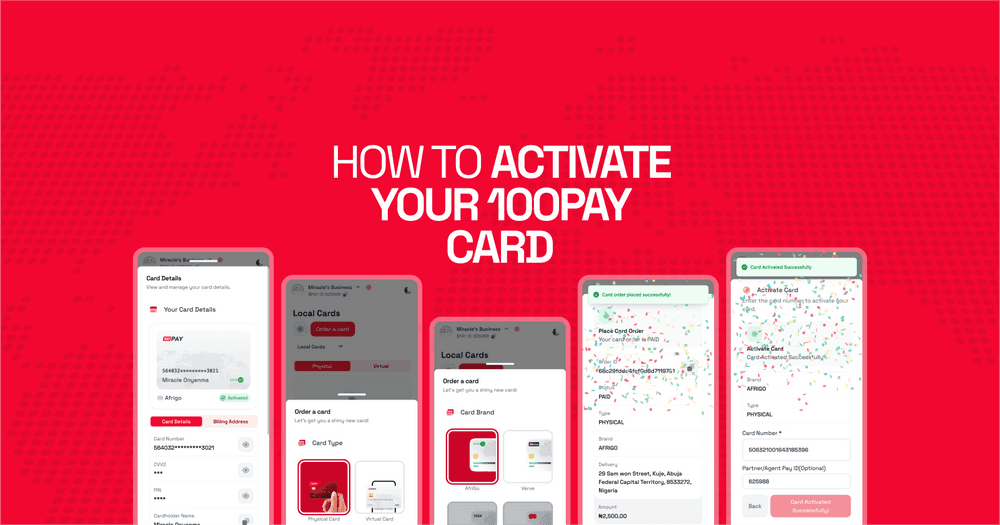 How to Activate your 100Pay Card