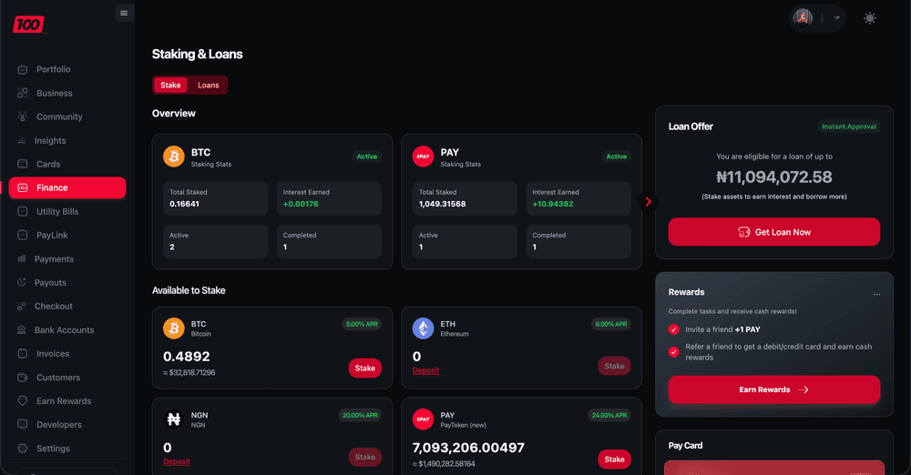 100Pay Staking & Borrow Lets You Earn Up to 24% APY — Then Borrow Against It Without Selling